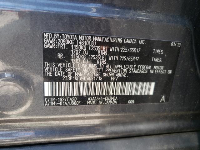 Photo 9 VIN: 2T3P1RFV4KW034718 - TOYOTA RAV4 XLE 