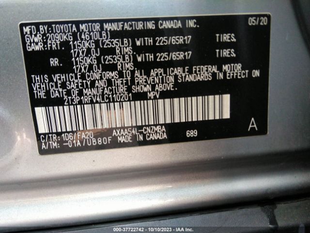 Photo 8 VIN: 2T3P1RFV4LC110201 - TOYOTA RAV4 