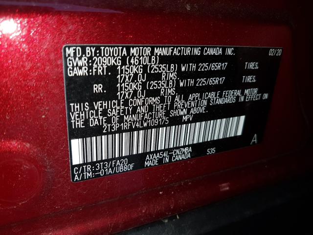 Photo 9 VIN: 2T3P1RFV4LW109175 - TOYOTA RAV4 XLE 