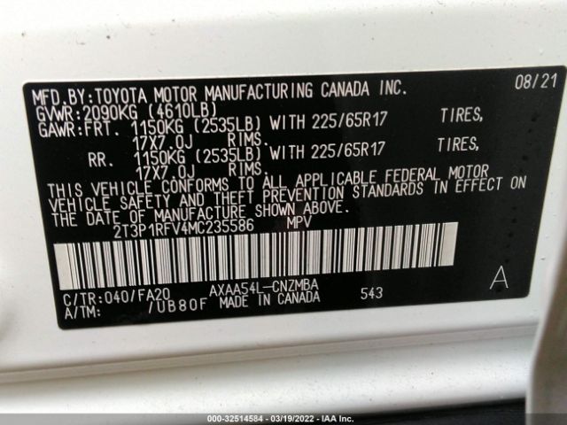 Photo 8 VIN: 2T3P1RFV4MC235586 - TOYOTA RAV4 