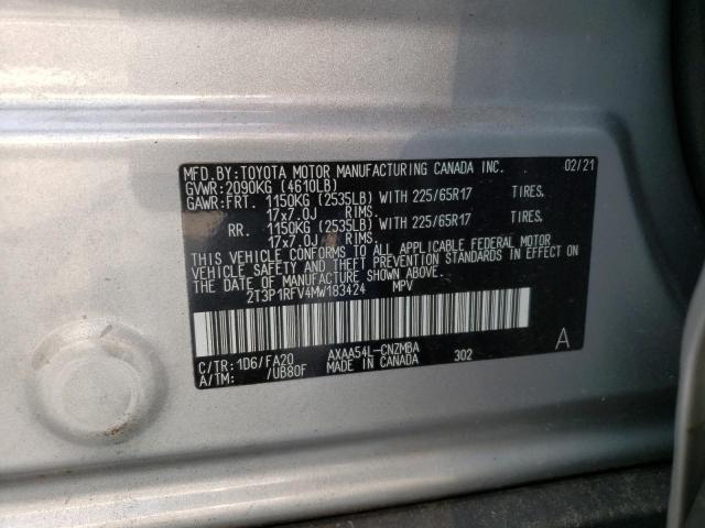 Photo 12 VIN: 2T3P1RFV4MW183424 - TOYOTA RAV4 XLE 