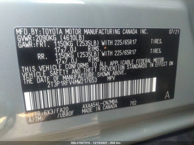 Photo 8 VIN: 2T3P1RFV4MW217653 - TOYOTA RAV4 