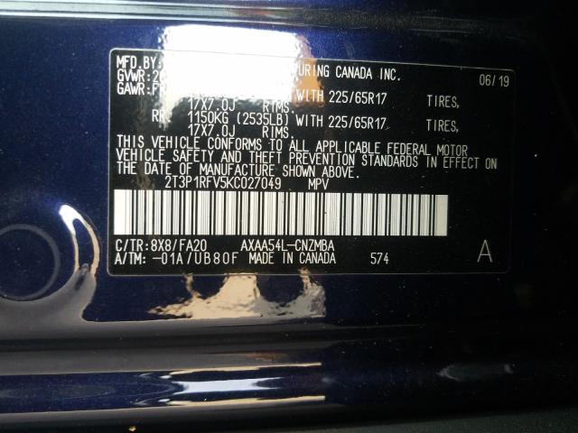 Photo 9 VIN: 2T3P1RFV5KC027049 - TOYOTA RAV4 XLE 