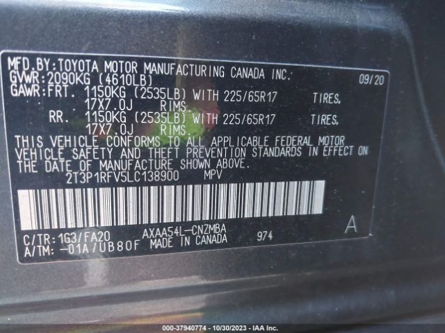 Photo 8 VIN: 2T3P1RFV5LC138900 - TOYOTA RAV4 