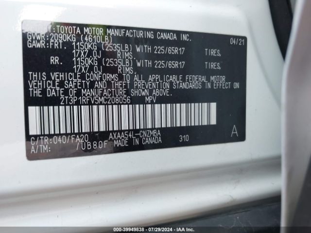 Photo 8 VIN: 2T3P1RFV5MC208056 - TOYOTA RAV4 