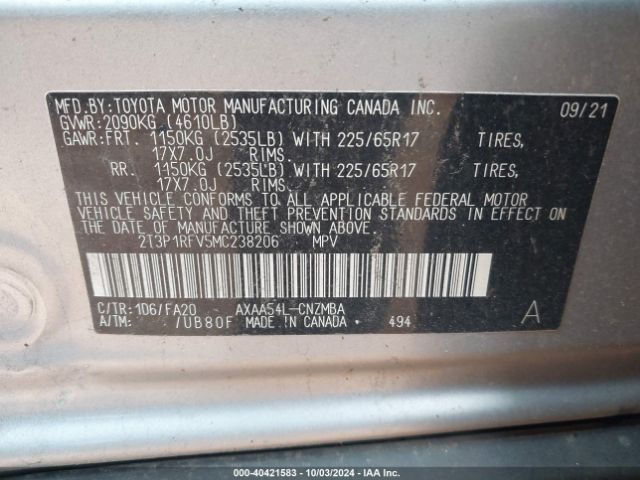 Photo 8 VIN: 2T3P1RFV5MC238206 - TOYOTA RAV4 