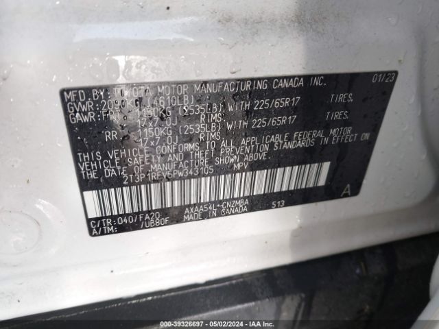 Photo 8 VIN: 2T3P1RFV5PW343105 - TOYOTA RAV4 