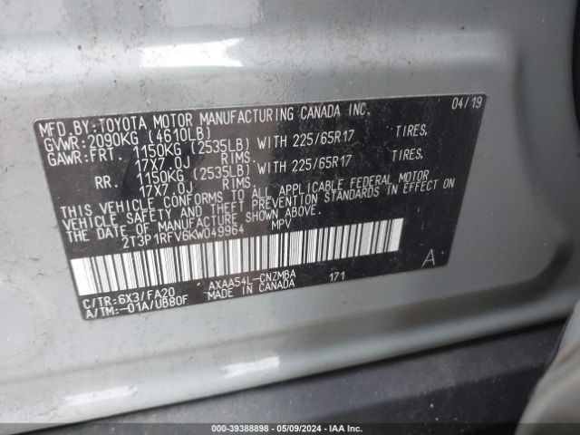 Photo 8 VIN: 2T3P1RFV6KW049964 - TOYOTA RAV4 