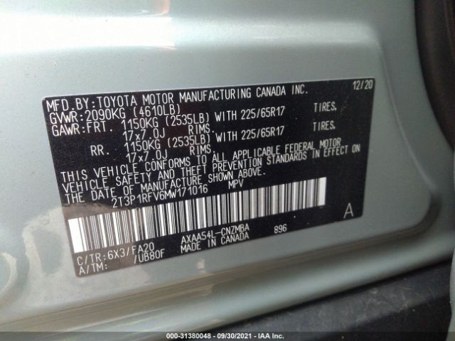 Photo 8 VIN: 2T3P1RFV6MW171016 - TOYOTA RAV4 