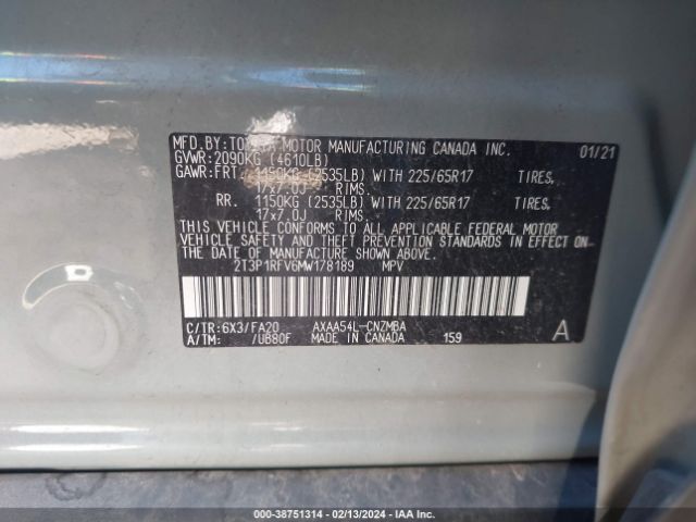 Photo 8 VIN: 2T3P1RFV6MW178189 - TOYOTA RAV4 