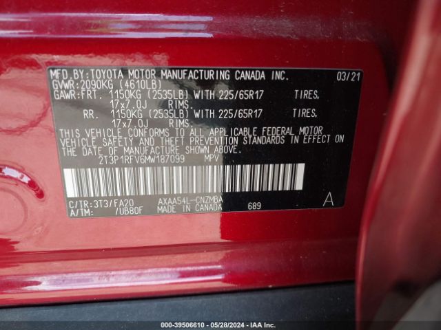 Photo 8 VIN: 2T3P1RFV6MW187099 - TOYOTA RAV4 