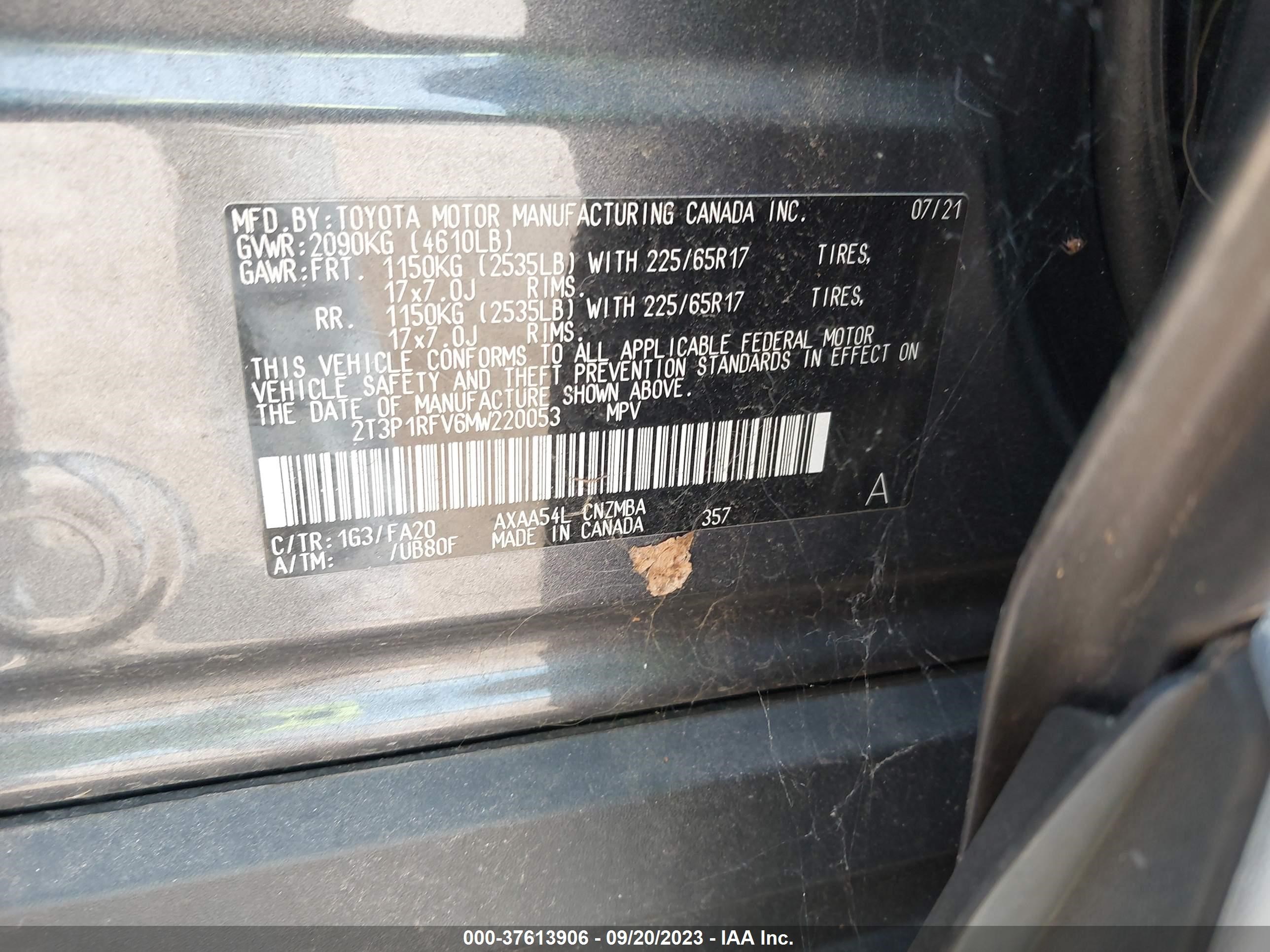 Photo 8 VIN: 2T3P1RFV6MW220053 - TOYOTA RAV 4 