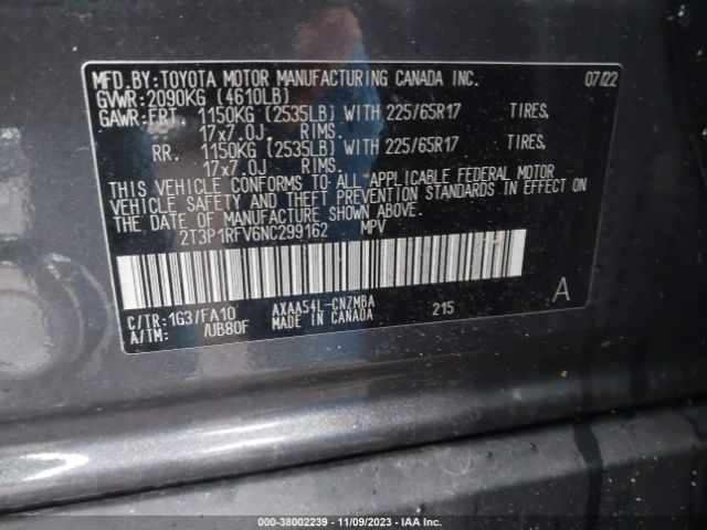 Photo 8 VIN: 2T3P1RFV6NC299162 - TOYOTA RAV4 