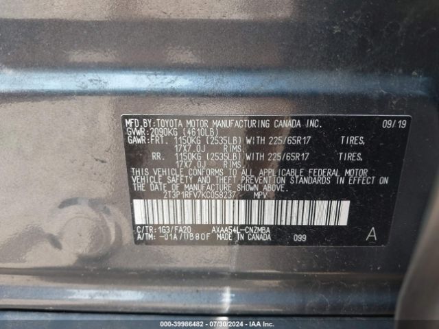 Photo 8 VIN: 2T3P1RFV7KC058237 - TOYOTA RAV4 