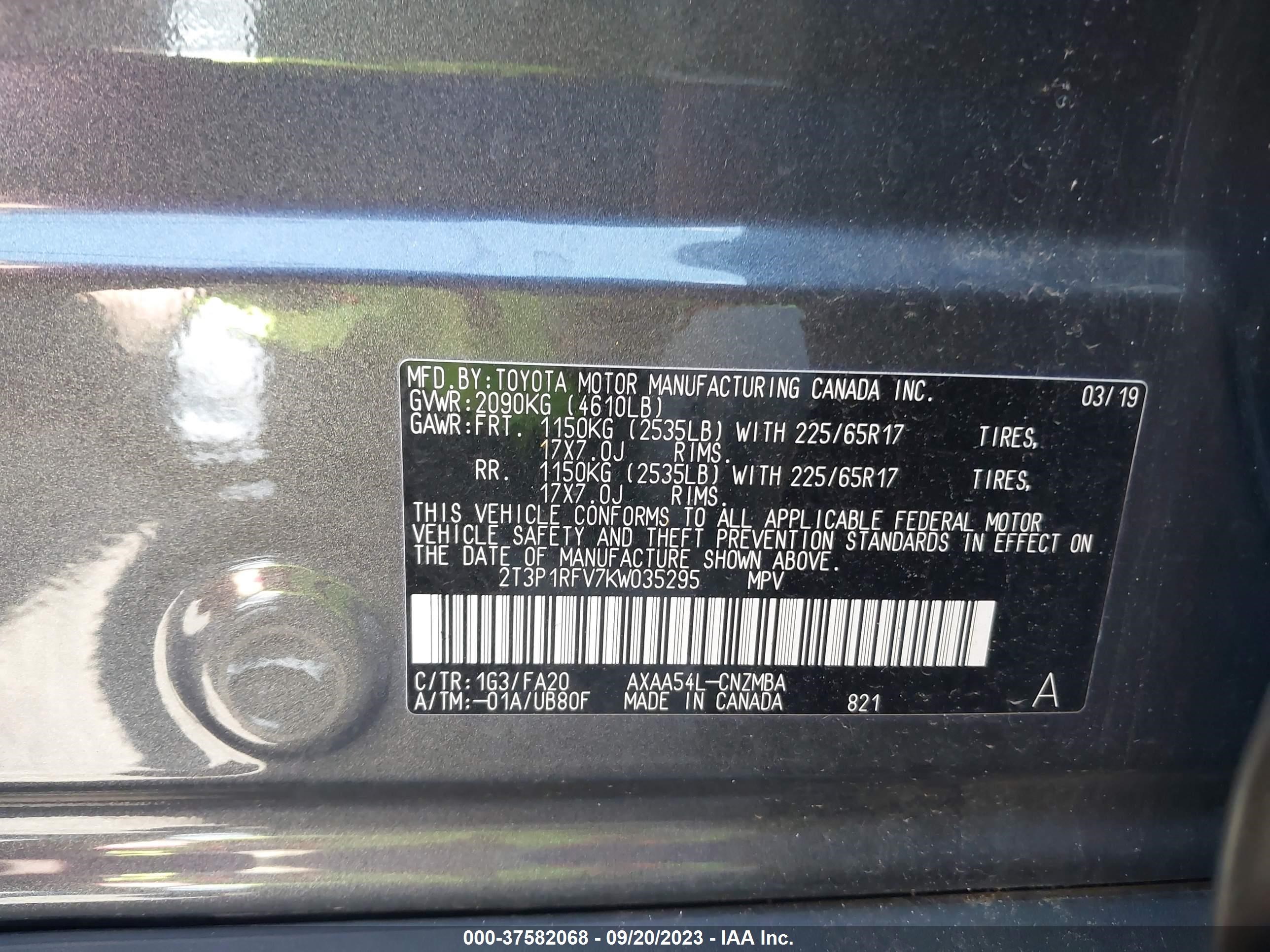 Photo 8 VIN: 2T3P1RFV7KW035295 - TOYOTA RAV 4 