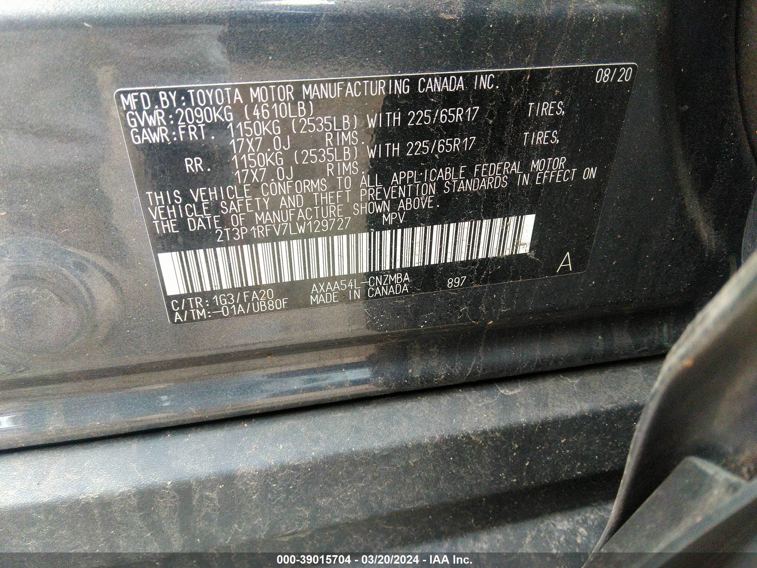 Photo 8 VIN: 2T3P1RFV7LW129727 - TOYOTA RAV 4 