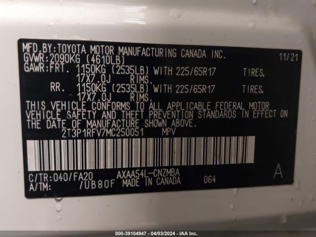 Photo 8 VIN: 2T3P1RFV7MC250051 - TOYOTA RAV4 