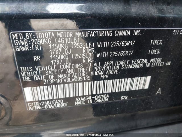 Photo 8 VIN: 2T3P1RFV8LW095135 - TOYOTA RAV4 