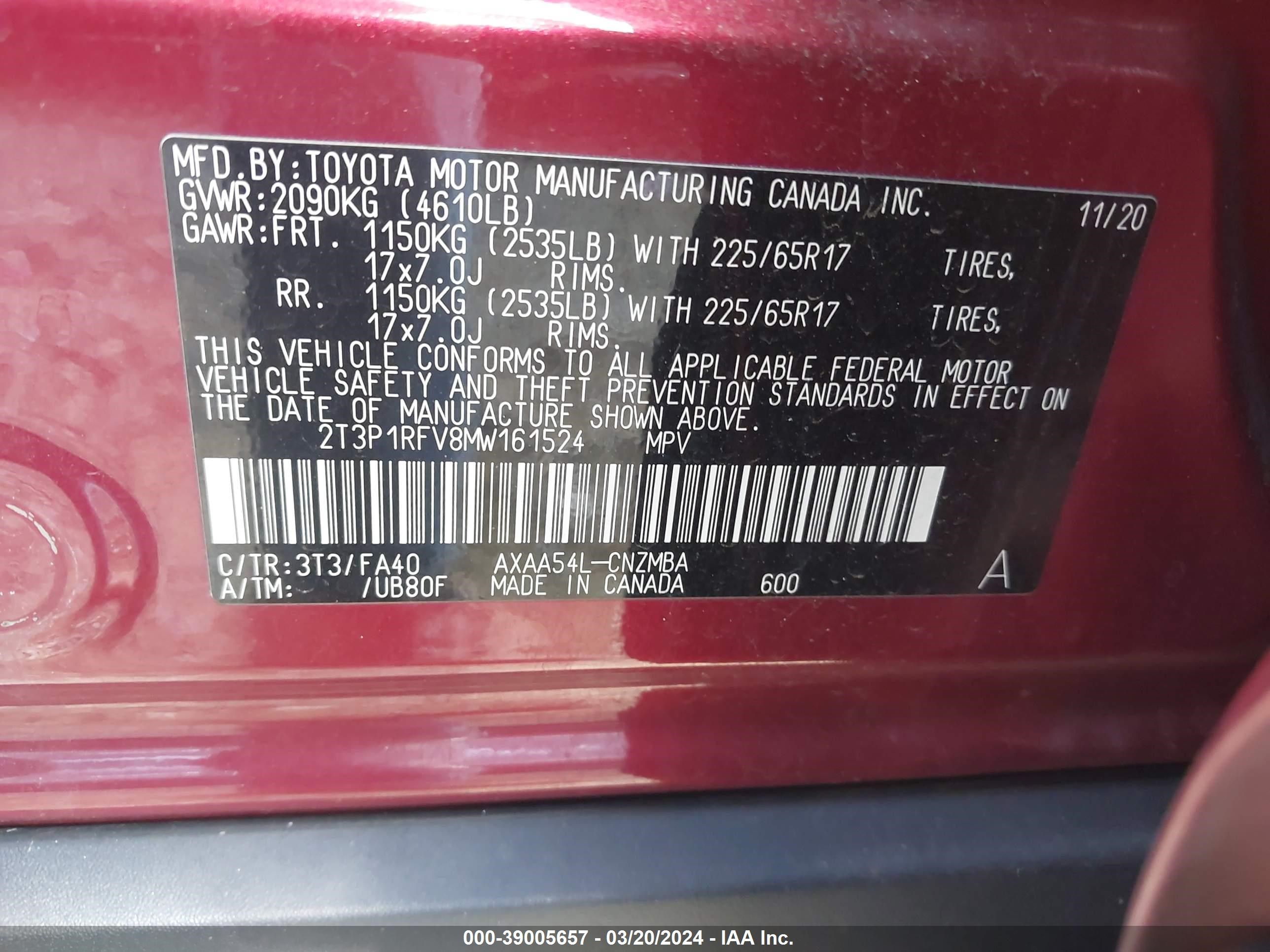 Photo 8 VIN: 2T3P1RFV8MW161524 - TOYOTA RAV 4 