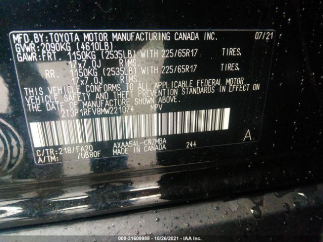 Photo 8 VIN: 2T3P1RFV8MW221074 - TOYOTA RAV4 