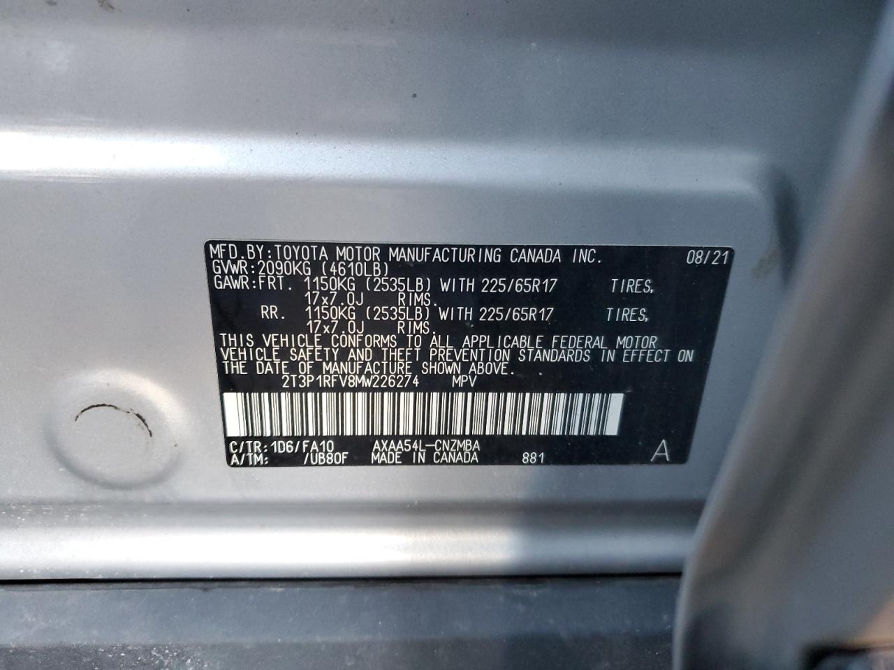 Photo 12 VIN: 2T3P1RFV8MW226274 - TOYOTA RAV 4 