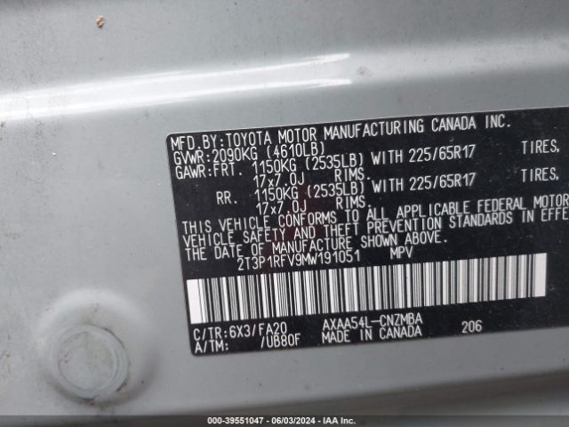 Photo 8 VIN: 2T3P1RFV9MW191051 - TOYOTA RAV4 