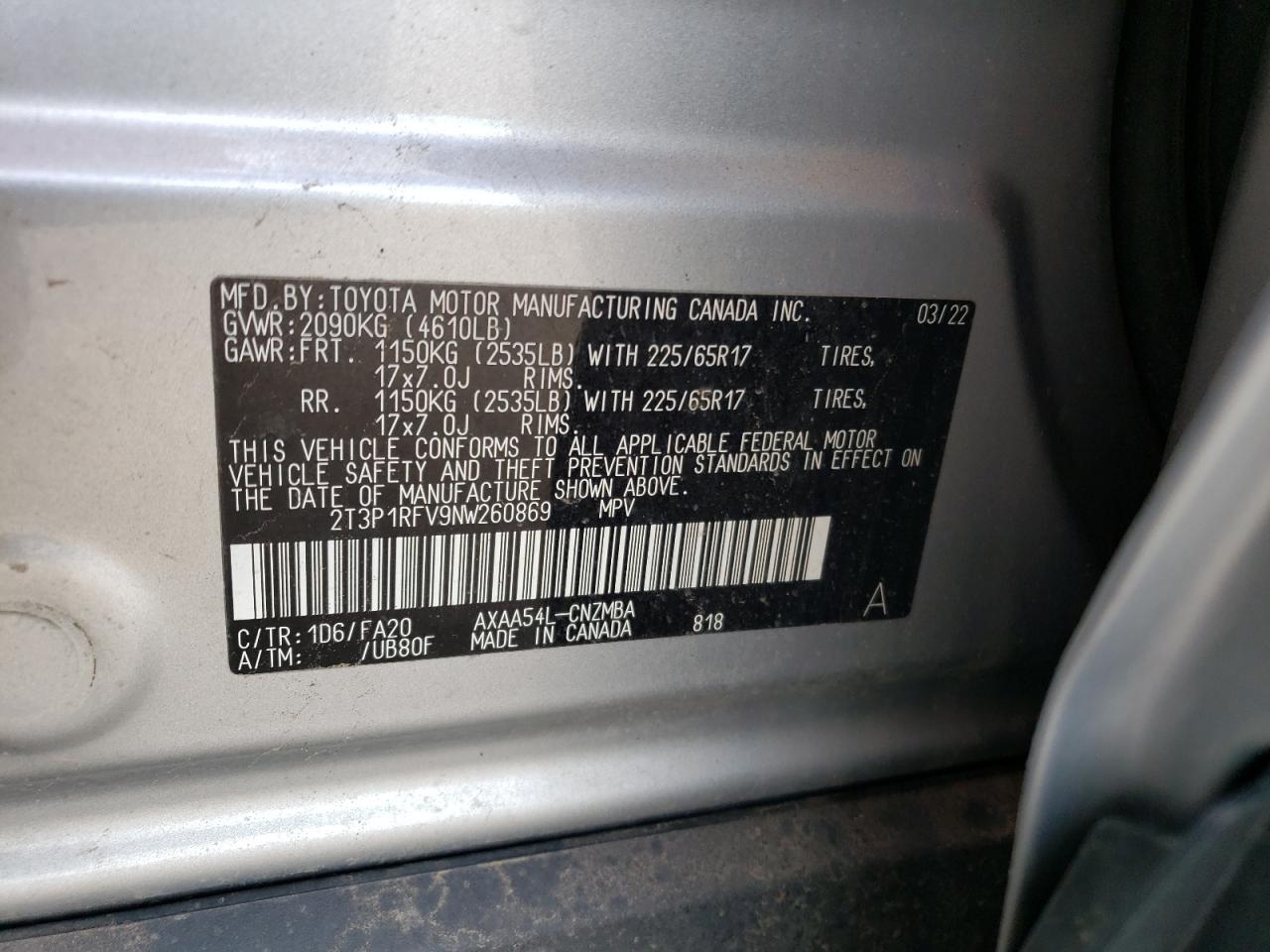 Photo 13 VIN: 2T3P1RFV9NW260869 - TOYOTA RAV 4 