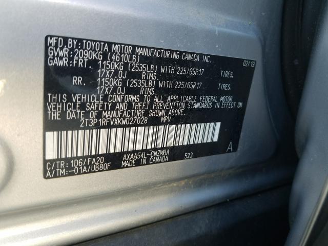 Photo 9 VIN: 2T3P1RFVXKW027028 - TOYOTA RAV4 XLE 