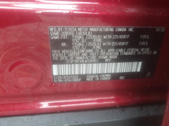 Photo 9 VIN: 2T3P1RFVXLW136963 - TOYOTA RAV4 XLE 