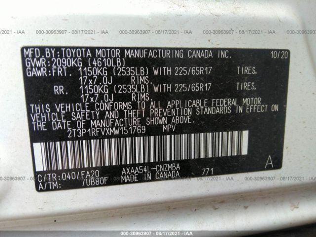 Photo 8 VIN: 2T3P1RFVXMW151769 - TOYOTA RAV4 