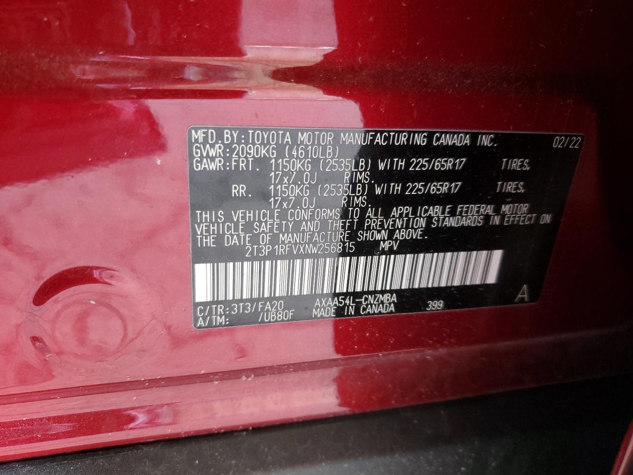 Photo 11 VIN: 2T3P1RFVXNW256815 - TOYOTA RAV 4 