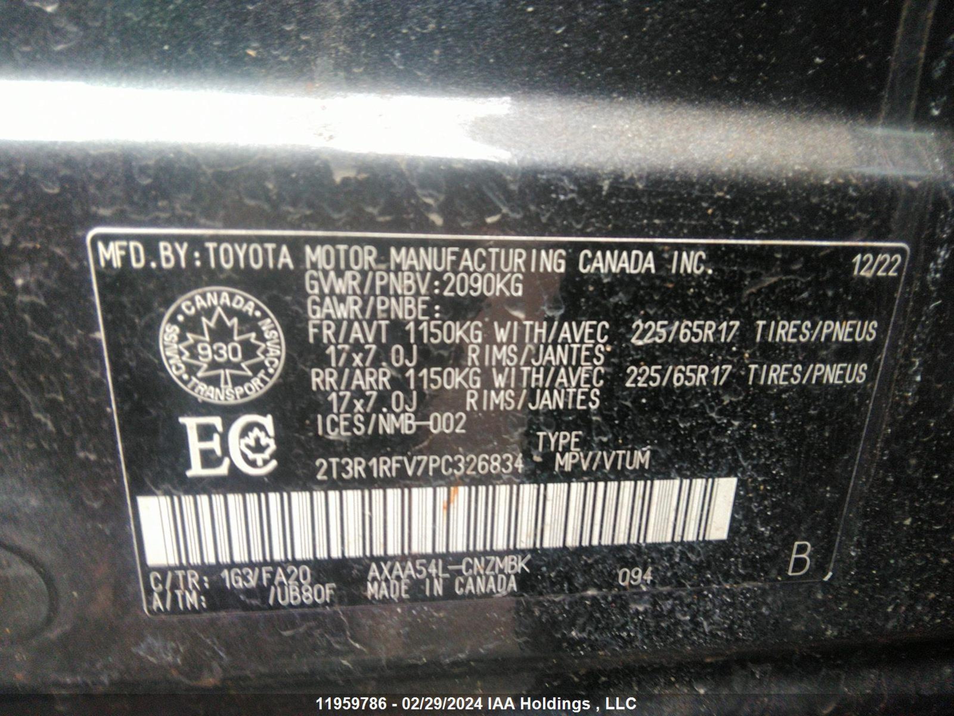 Photo 8 VIN: 2T3R1RFV7PC326834 - TOYOTA RAV 4 