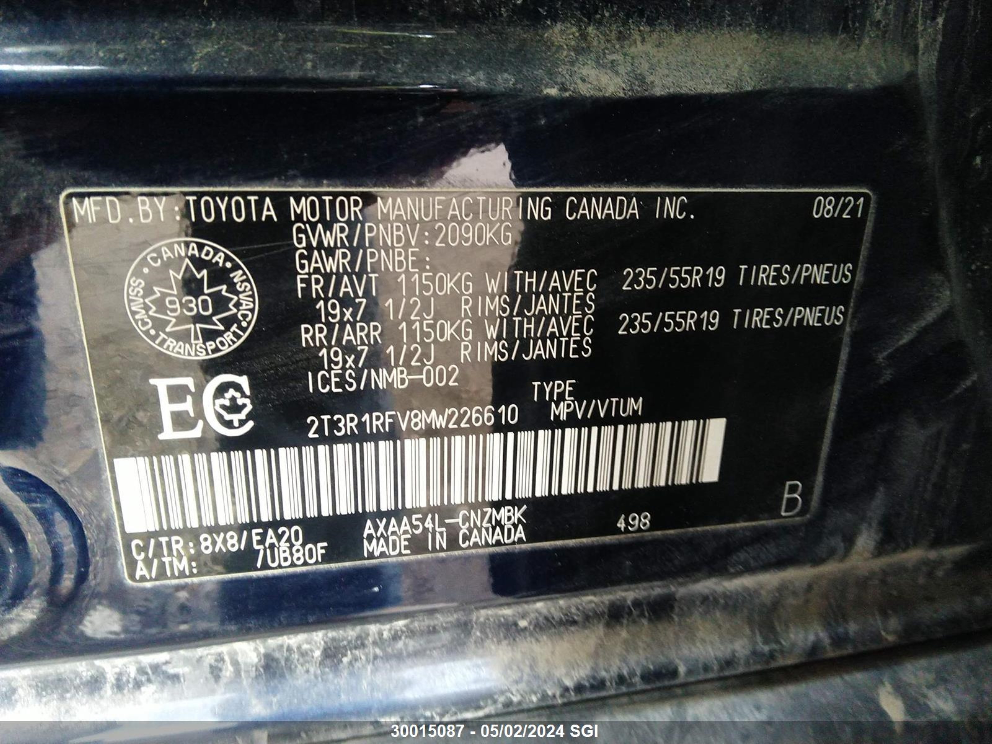 Photo 8 VIN: 2T3R1RFV8MW226610 - TOYOTA RAV 4 