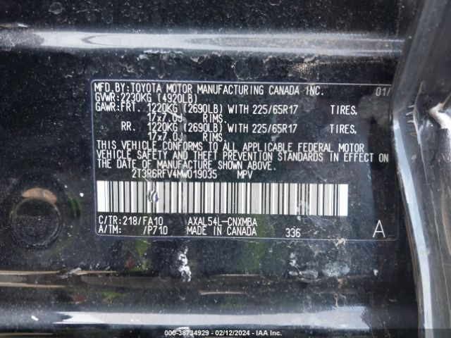 Photo 8 VIN: 2T3R6RFV4MW019035 - TOYOTA RAV4 