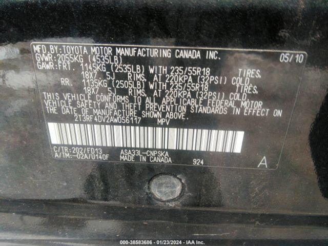 Photo 8 VIN: 2T3RF4DV2AW056117 - TOYOTA RAV4 