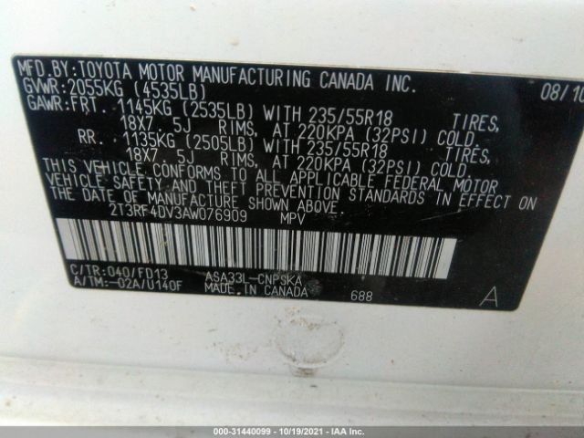 Photo 8 VIN: 2T3RF4DV3AW076909 - TOYOTA RAV4 