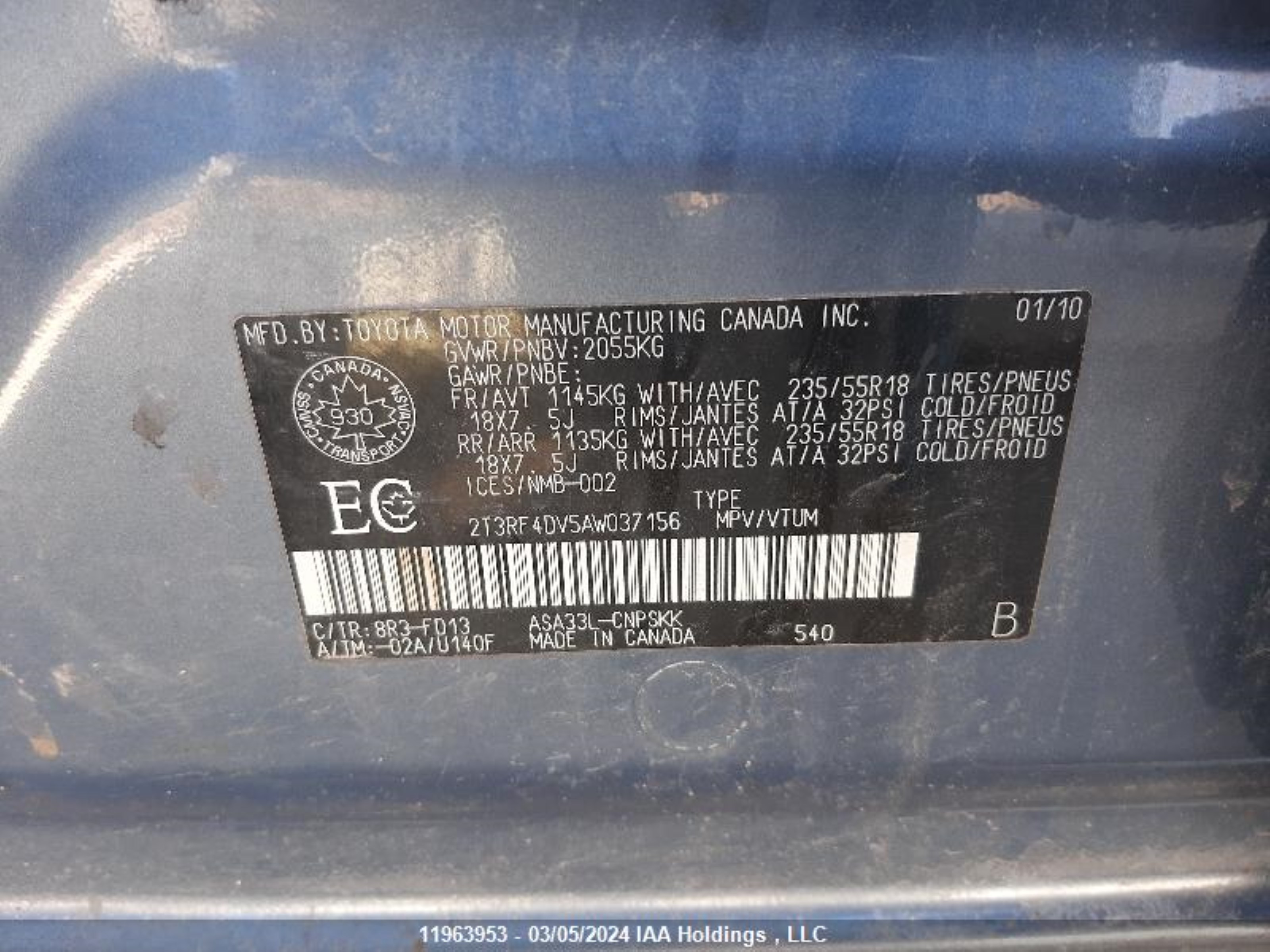 Photo 8 VIN: 2T3RF4DV5AW037156 - TOYOTA RAV 4 