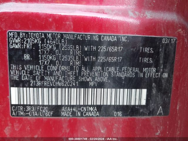 Photo 8 VIN: 2T3RFREV0HW620241 - TOYOTA RAV4 