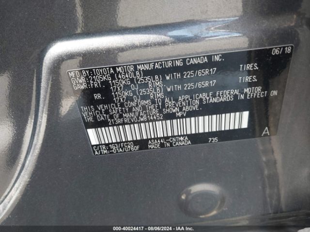 Photo 8 VIN: 2T3RFREV0JW814452 - TOYOTA RAV4 