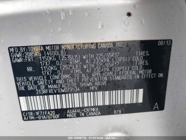 Photo 8 VIN: 2T3RFREV1DW079534 - TOYOTA RAV4 