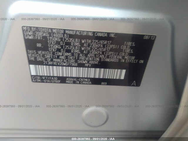 Photo 8 VIN: 2T3RFREV2DW077968 - TOYOTA RAV4 