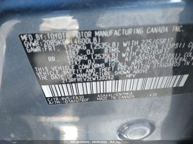 Photo 8 VIN: 2T3RFREV2EW139242 - TOYOTA RAV4 