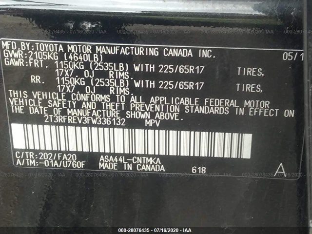 Photo 8 VIN: 2T3RFREV3FW336132 - TOYOTA RAV4 