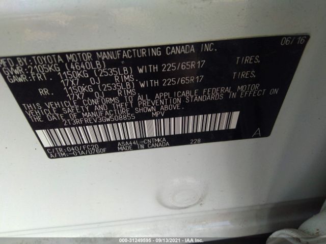 Photo 8 VIN: 2T3RFREV3GW508855 - TOYOTA RAV4 