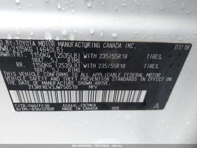 Photo 8 VIN: 2T3RFREV3JW750519 - TOYOTA RAV4 