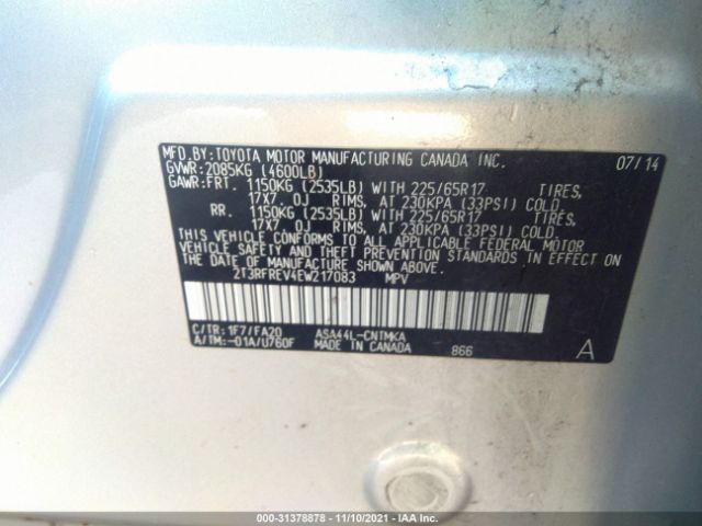 Photo 8 VIN: 2T3RFREV4EW217083 - TOYOTA RAV4 