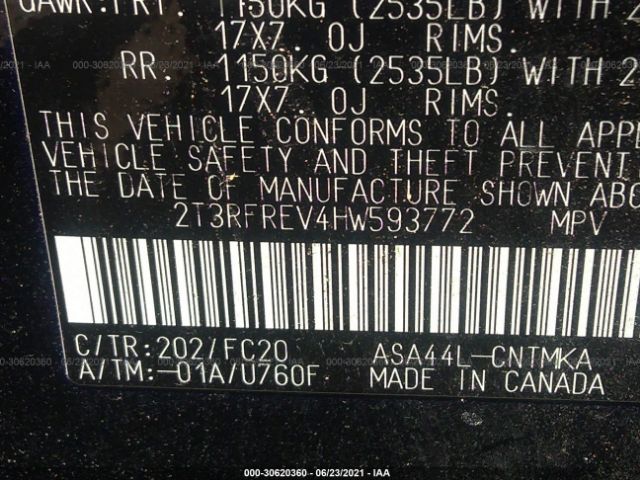 Photo 8 VIN: 2T3RFREV4HW593772 - TOYOTA RAV4 