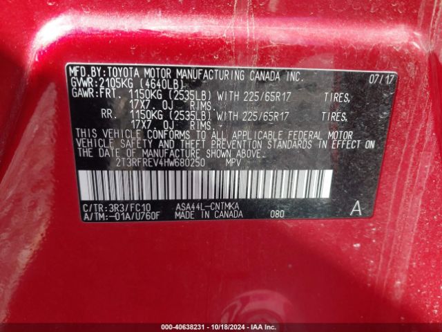 Photo 8 VIN: 2T3RFREV4HW680250 - TOYOTA RAV4 