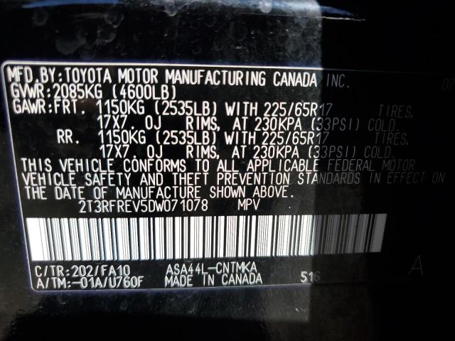 Photo 12 VIN: 2T3RFREV5DW071078 - TOYOTA RAV4 XLE 