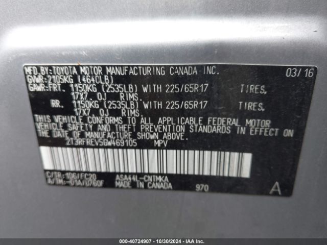 Photo 8 VIN: 2T3RFREV5GW469105 - TOYOTA RAV4 